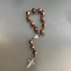 祈り　ヴィンテージ　ブレス　数珠　木製ビーズのロザリオ