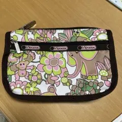 未使用　レスポートサック ポーチ　ゾウ　サル　鳥　花