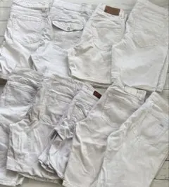 US古着まとめ売り　デニムハーフパンツショートパンツ　白　リメイク等