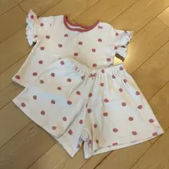 いちご柄フリル袖パジャマセット 100cm