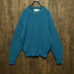 USA製 LONDON FOG アクリル　ニット　セーター　青緑　rkn009