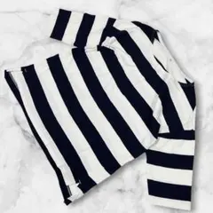CLOSSHI クロッシー カットソー 5分袖【M】ボーダー 白×黒 しまむら