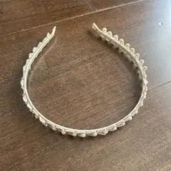 アイボリー ビーズ装飾 ヘアバンド