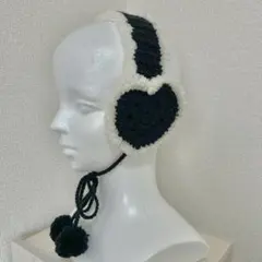 【値下げ中】黒 ブラック イヤーマフ 耳当て ハンドメイド 編み物