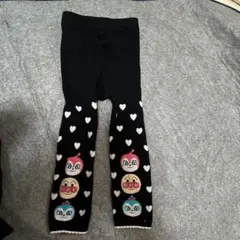 ベビー　アンパンマンレギンス　ハート柄　黒