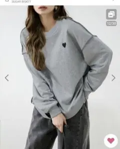 SUGAR BISKET　 ハート刺繍配色ステッチトレーナー