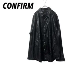 【コンファーム】フェイクレザーシャツ　長袖　モード系　ブラック　メンズ　L