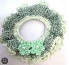 グリーン系の花モチーフ・シュシュ（かぎ編み）！ハンドメイドのヘアアクセサリー♡