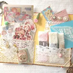 ジャンクジャーナル素材　おすそ分けファイル　イチゴ　かご　レース　コラージュ素材