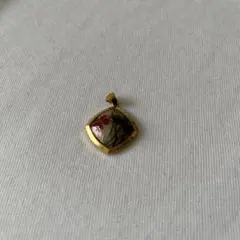花柄金色四角形ペンダントチャーム