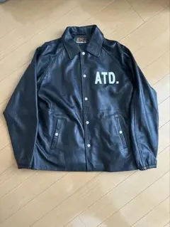 AT DIRTY /アットダーティー・レザージャケット L 黒 美品 ATD アットダーティ ボールド レザー コーチジャケット ブラック AT-DIRTY