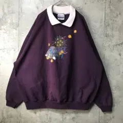 B1606古着　トレーナー　スウェット　紫　ピンク　90s Y2K