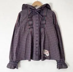 PINKHOUSE 三つ子のくまの冬支度刺繍使いブラウス ネイビー　ピンクハウスのサムネイル