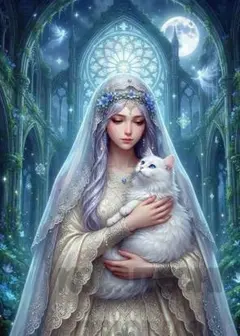 コムテチオリジナル　聖女と猫　デジタルアート　2Lサイズ