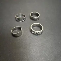 リング 指輪 4点セット シルバーカラー デザインリングのサムネイル
