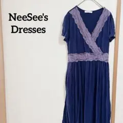 NeeSee's Dresses ネイビー ロングワンピース レース【フリー】