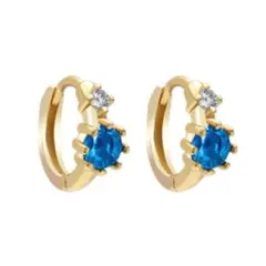 ピアス　K18コーティング　金属アレルギー対応　フープピアス サファイア