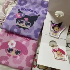 サマーバケーション　マイメロ　クロミ　巾着　チャーム　ダイソーのサムネイル