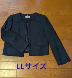 index 　LLサイズ　ノーカラージャケット　ツイード　濃紺　ラメ入