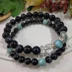 ラリマーとホークスアイのブレスレット　２本　内周約16㎝