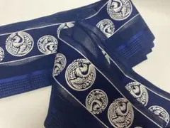 落ち着いた藍色と鳳凰刺繍が大人の 和装を引き立て　粋で涼感あふれる　紗半幅帯のサムネイル