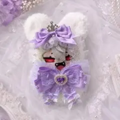 ちびぐるみ ぬい服 11cm 着ぐるみ ねこ 紫豹柄(内耳 ラベンダー