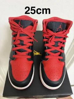 NIKE Air Jordan 1 Mid ブラック／レッド 25cm 即発送