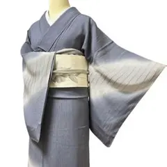 小紋☆単衣☆仕付け付き☆裄69.5cm☆正絹☆ストライプ☆格子☆粋 