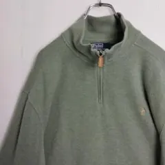す*い様 ラルフローレン ニット スウェット トレーナー ハーフジップ グリーン