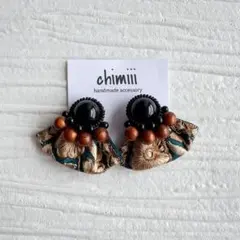 No.1163 ビーズ刺繍　インド刺繍リボン　ピアス イヤリング