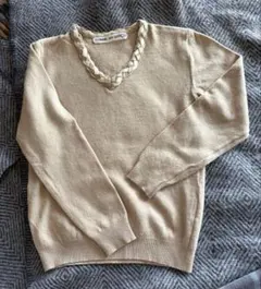 コムデギャルソンビンテージ、デザインVネックセーター、ベージュ