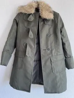 オリーブグリーン 中綿コート ファー付き130