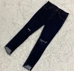JEANASIS スキニーデニムパンツ ダメージ加工 ブルー M