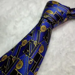 LANVIN ランバン ネクタイ 総柄 ブルー系 シルク