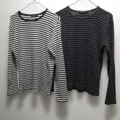ユニクロ Premium Cotton ボーダー長袖メンズ 2枚セット Sのサムネイル