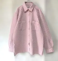 JANERIVER アシックス ブラウス 長袖　 L 　ピンク チェック柄のサムネイル