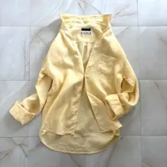美品 カオス 洗える オーバーサイズ リネンシャツ オレンジ 麻100