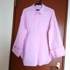 GRL オーバーサイズ ピンク ボタンアップ 長袖シャツ