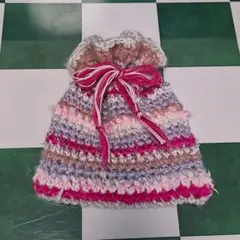 かぎ針編み巾着　ハンドメイド　ポーチ