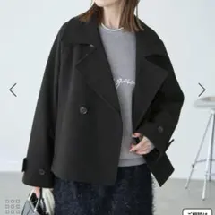 ジャージメルトン＆ツィードスタンドカラーショートコート