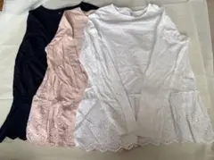 ユニクロ　裾エンブロイダリー　長袖Tシャツ　150㎝　3枚組