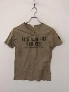 00s ギャル 古着 ミリタリー ワッペン プリント ヘンリーネック Tシャツのサムネイル