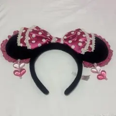 ディズニー　ミニー　カチューシャ　イヤリング　ピンク　フリル