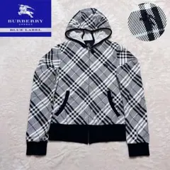 バーバリーブルーレーベル ノバチェック ホースロゴ刺繍 ジップアップパーカー