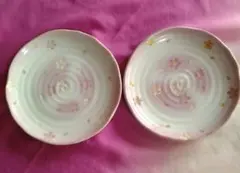 桜模様のピンク陶器皿 2枚セット