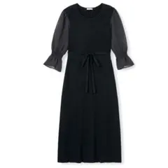 GU　シフォンスリーブニットワンピース（七分袖）Sサイズ