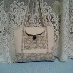 ハンドメイド、帆布生地とリネン生地、大きめトートバッグ