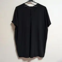 大きいサイズ、ユニクロ、UNIQLO、3L、4L、L、黒のVネック半袖チュニック