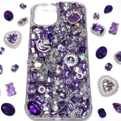 キラキラ⭐︎デコケース⭐︎キラキラ⭐︎デコ電⭐︎iPhone15⭐︎かわいい⭐︎紫⭐︎