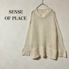 【センスオブプレイス】 メッシュルーズセーター アイボリー系 シアーニット